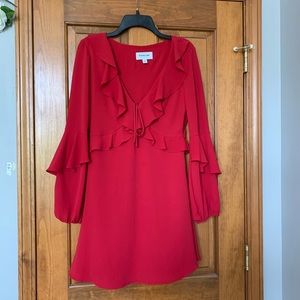 Highline collective ruffle red dress long sleeve